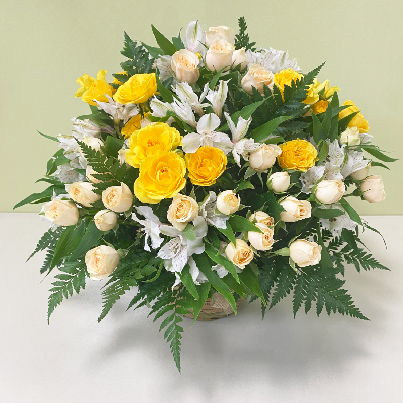 Canasto Mini Rosas Amarillo