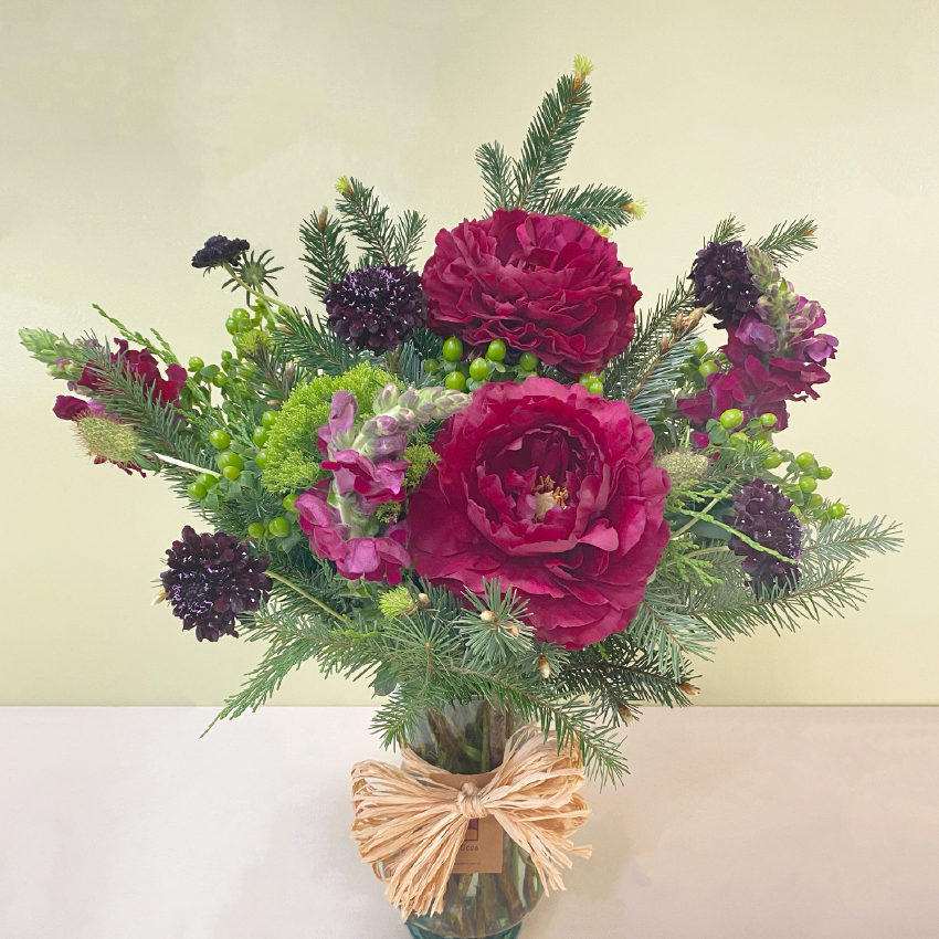 Florero Peonías & Snap Dragon | Navidad