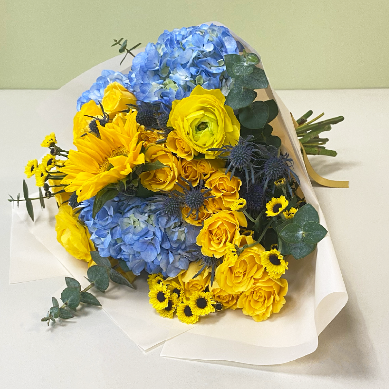 Girasol & Hortensias Celestes