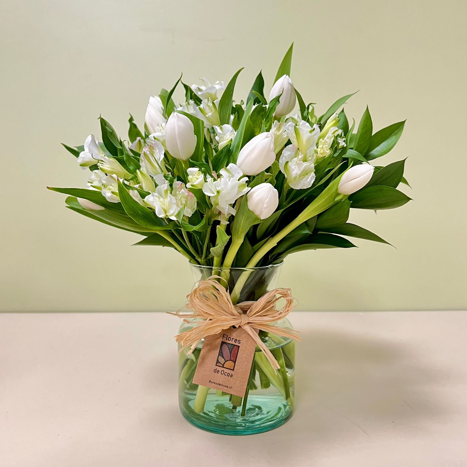Florero Charmelia & Tulipán Blanco | Flores de ocoa