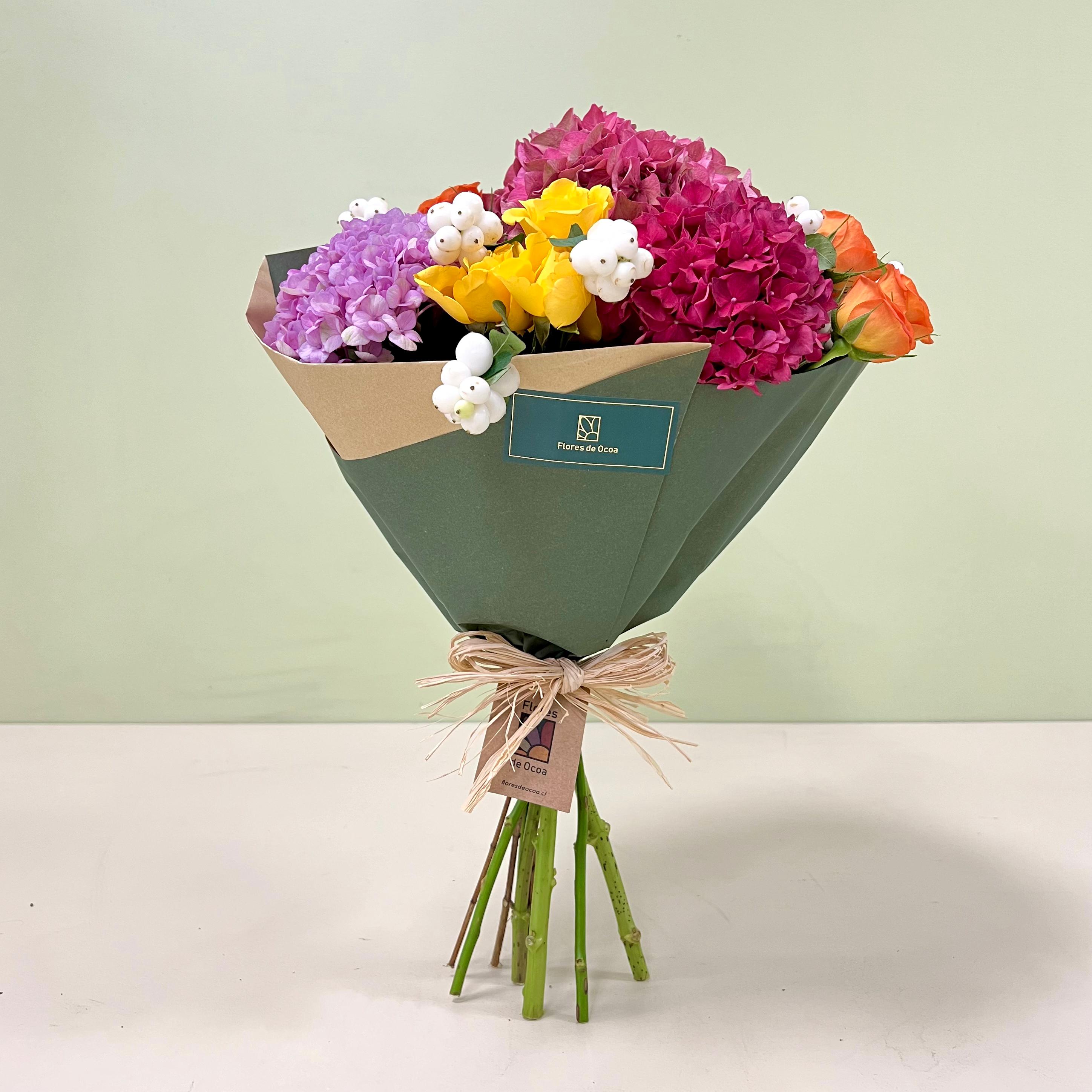 Hortensias & Mini Rosa Naranja